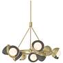 Brooklyn 32"W 9-Light Smoke Accented Modern Brass Double Shade Ring Pe