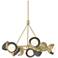Brooklyn 32"W 9-Light Smoke Accented Modern Brass Double Shade Ring Pe