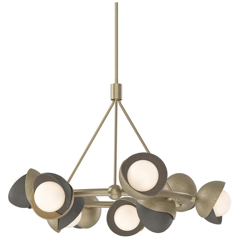 Image 1 Brooklyn 32"W 9-Light Smoke Accented Soft Gold Double Shade Ring Penda
