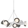 Brooklyn 32"W 9-Light Smoke Accented White Double Shade Ring Pendant
