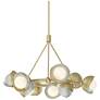 Brooklyn 32"W 9-Light Sterling Accented Brass Double Shade Ring Pendan