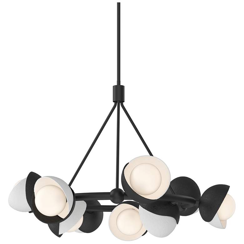 Image 1 Brooklyn 32"W 9-Light White Accented Black Double Shade Ring Pendant