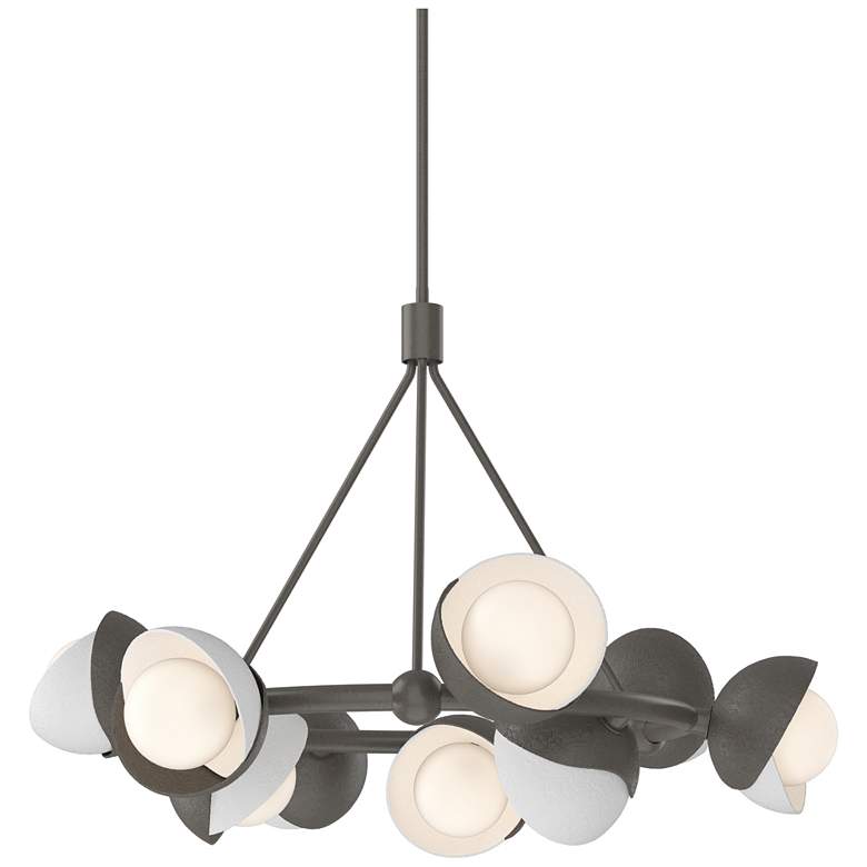 Image 1 Brooklyn 32"W 9-Light White Accented Smoke Double Shade Ring Pendant