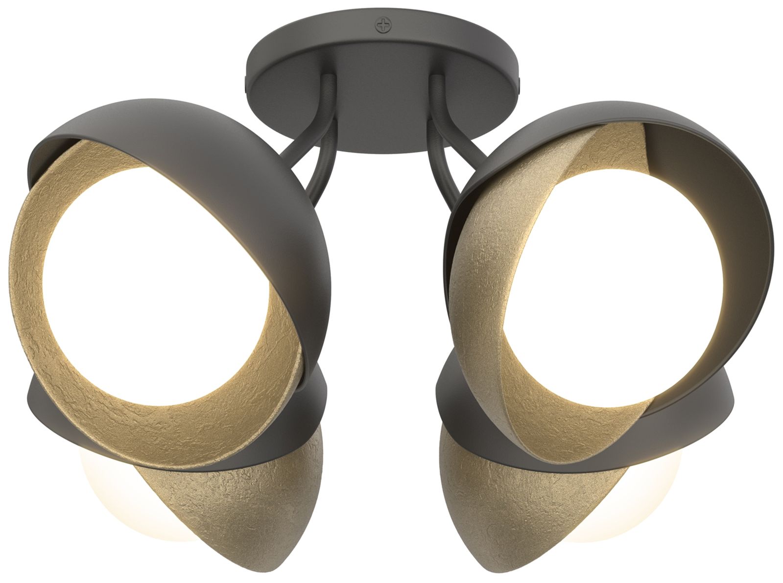 Brooklyn 4-Light Double Semi-Flush Black Gold Opal Glass Made to Order