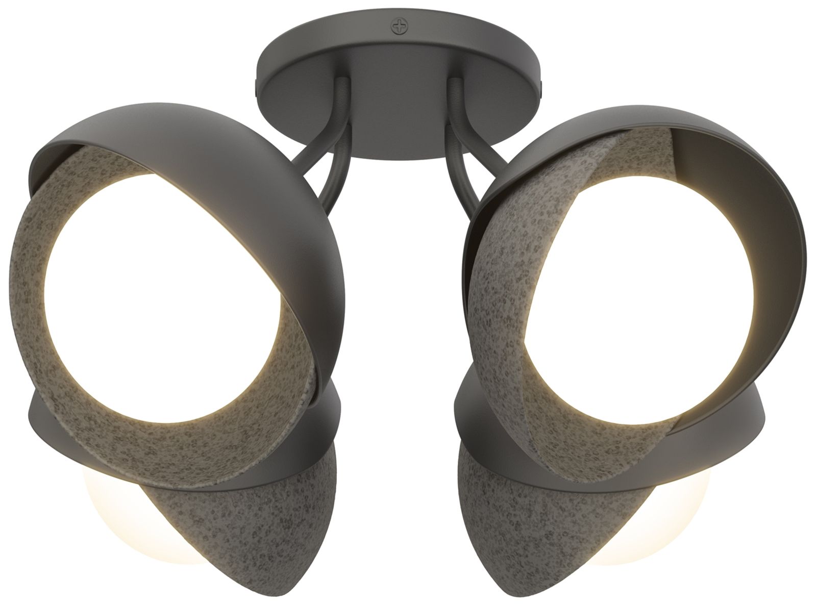 Brooklyn 4-Light Double Semi-Flush Black Iron Opal Glass Made to Order
