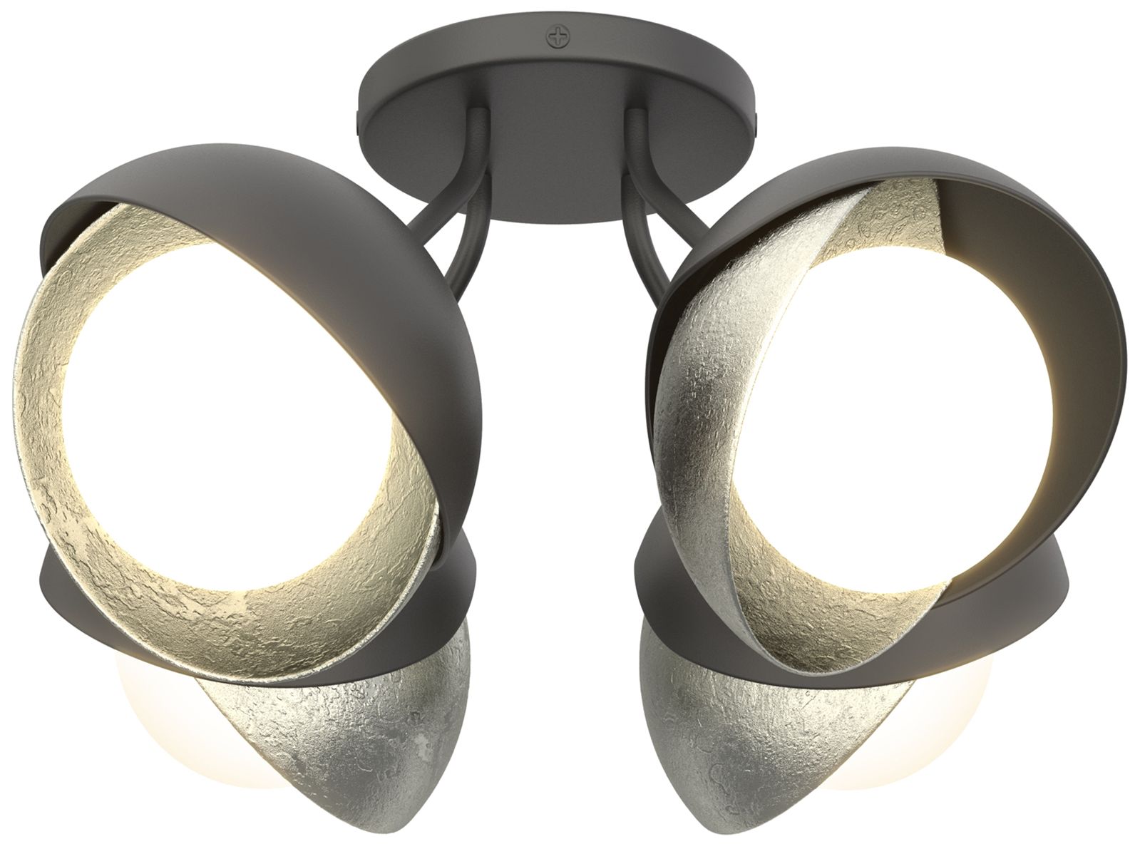 Brooklyn 4-Light Double Semi-Flush Black Sterling Opal Glass Made to Order
