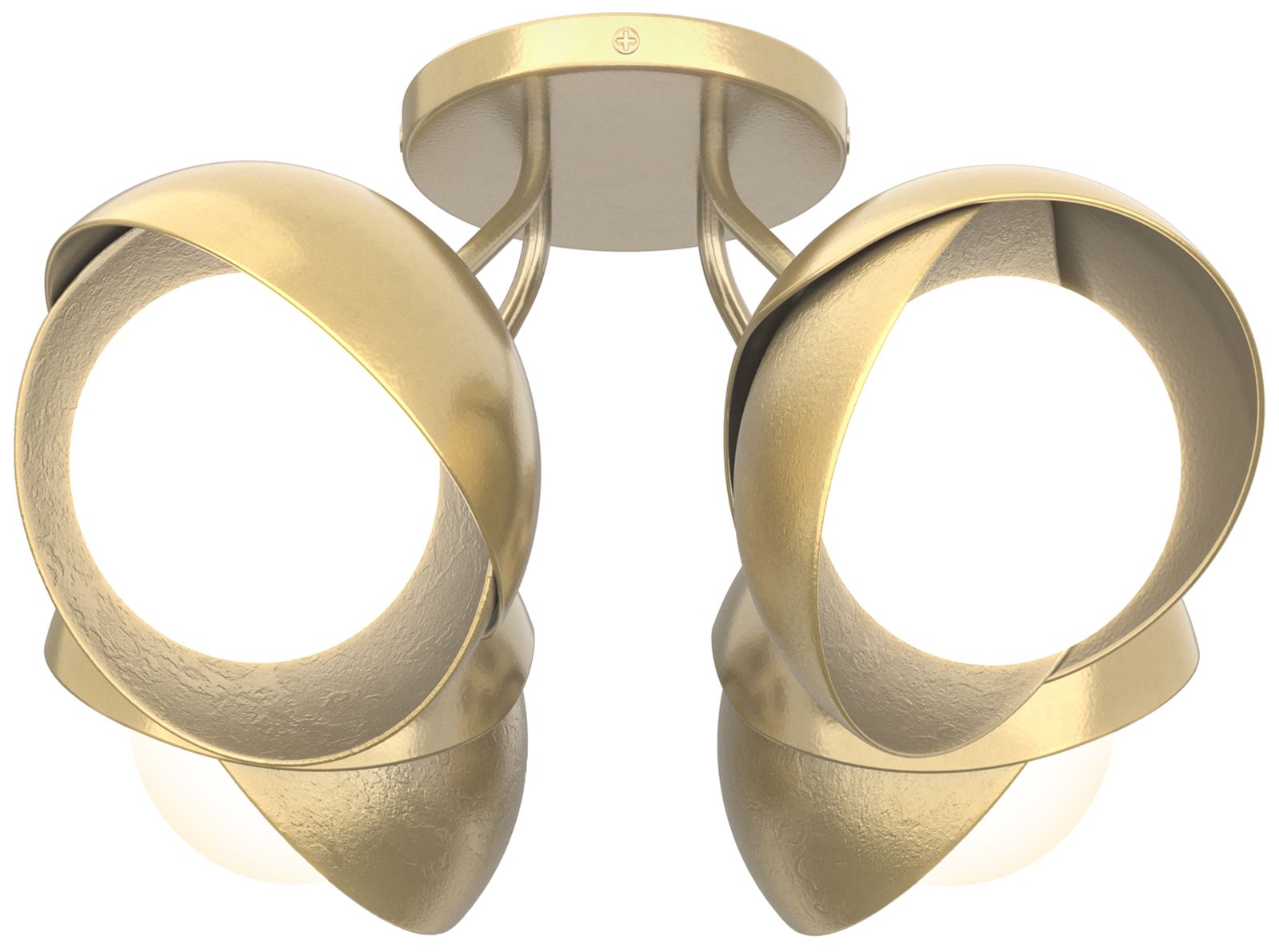 Brooklyn 4-Light Double Semi-Flush Brass Brass Opal Glass Made to Order