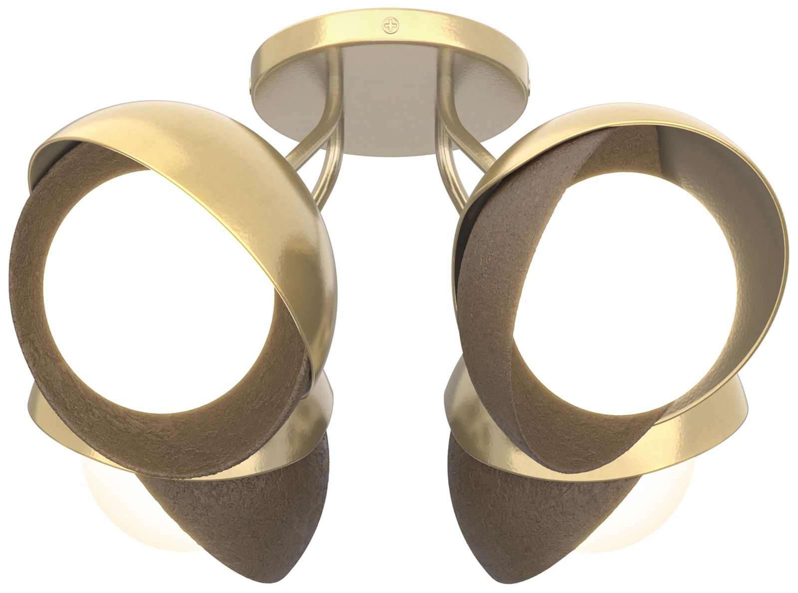 Brooklyn 4-Light Double Semi-Flush Brass Bronze Opal Glass Made to Order