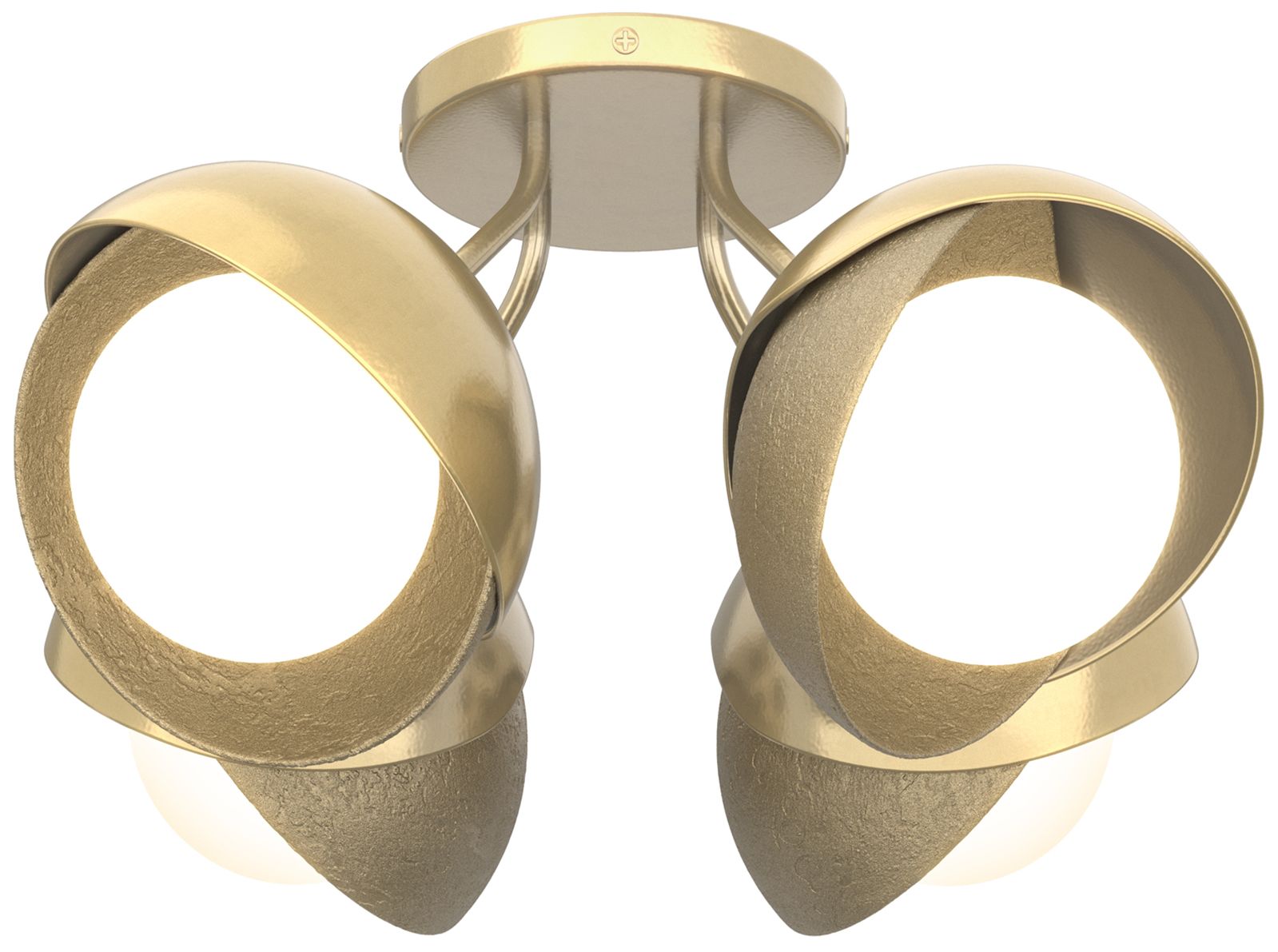 Brooklyn 4-Light Double Semi-Flush Brass Gold Opal Glass Made to Order