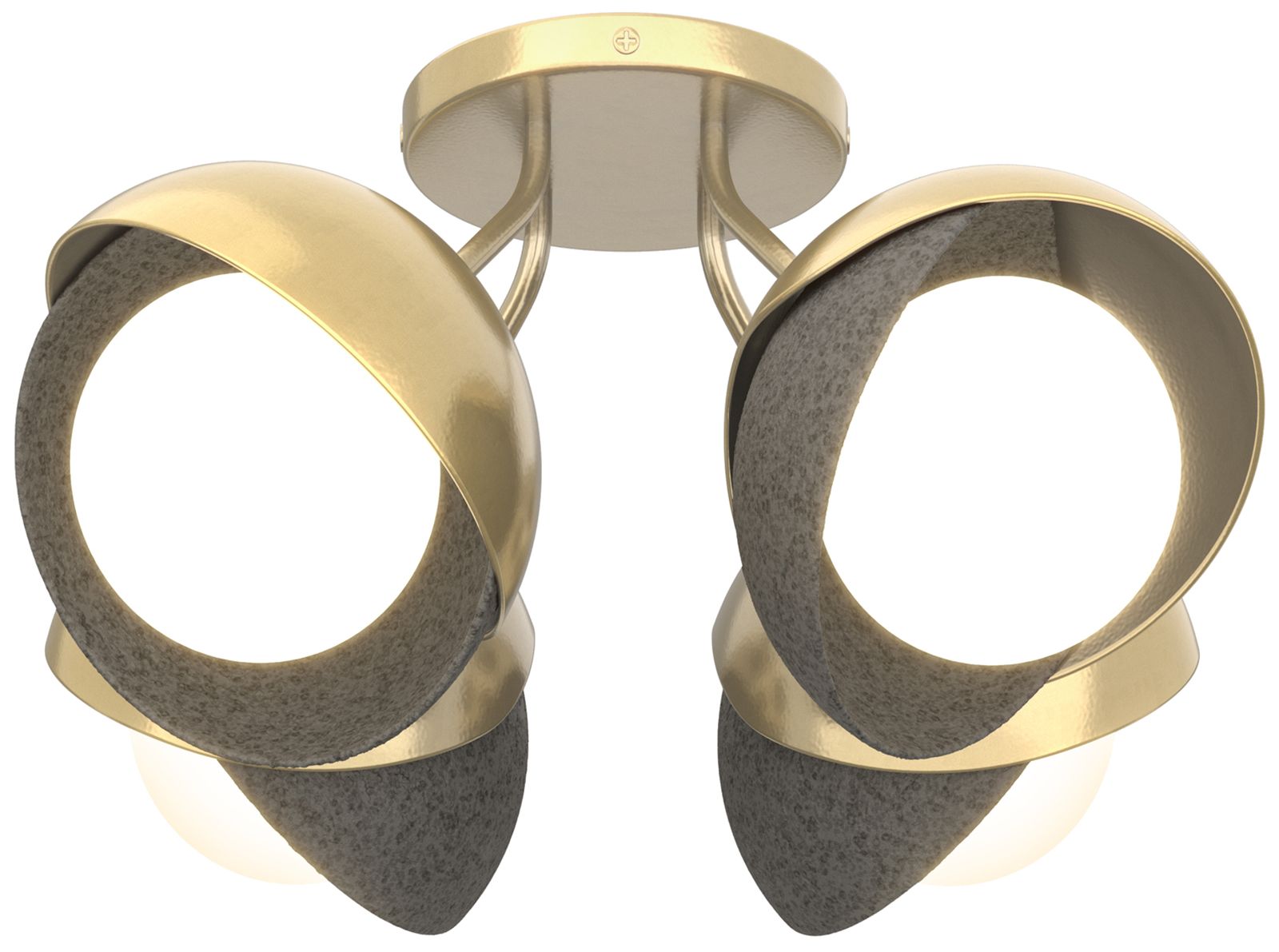 Brooklyn 4-Light Double Semi-Flush Brass Iron Opal Glass Made to Order
