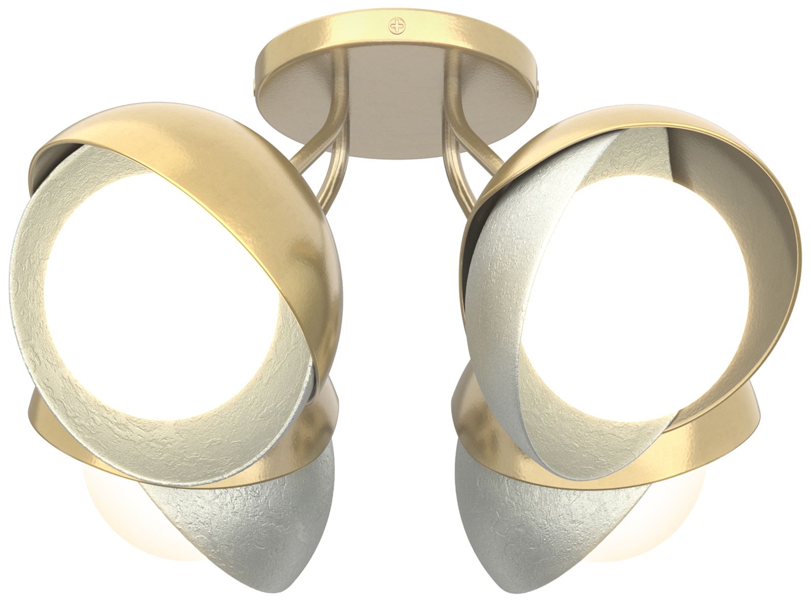 Brooklyn 4-Light Double Semi-Flush Brass Platinum Opal Glass Made to Order