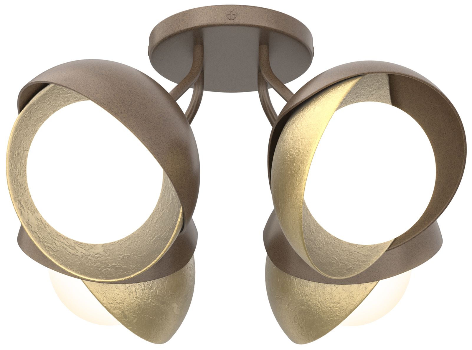 Brooklyn 4-Light Double Semi-Flush Bronze Brass Opal Glass Made to Order