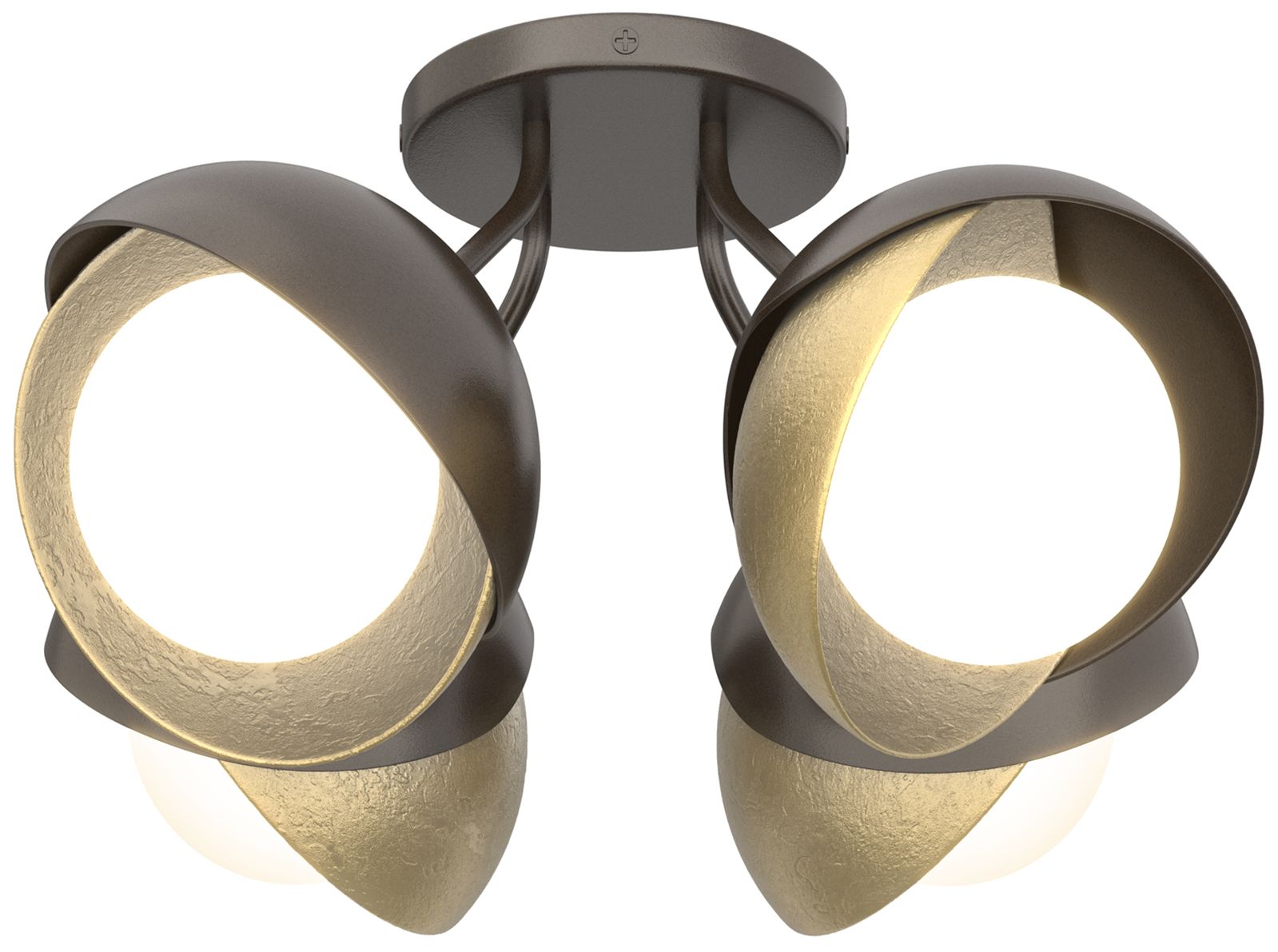 Brooklyn 4-Light Double Semi-Flush Bronze Brass Opal Glass Made to Order