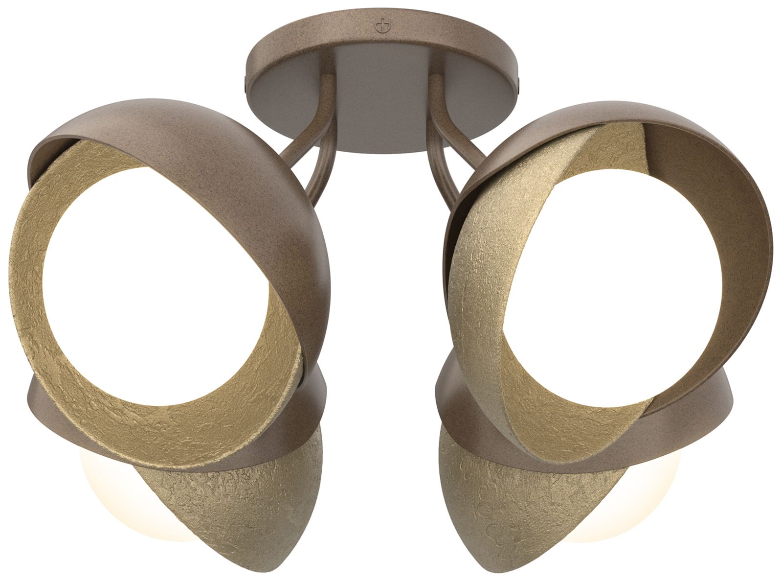 Brooklyn 4-Light Double Semi-Flush Bronze Gold Opal Glass Made to Order