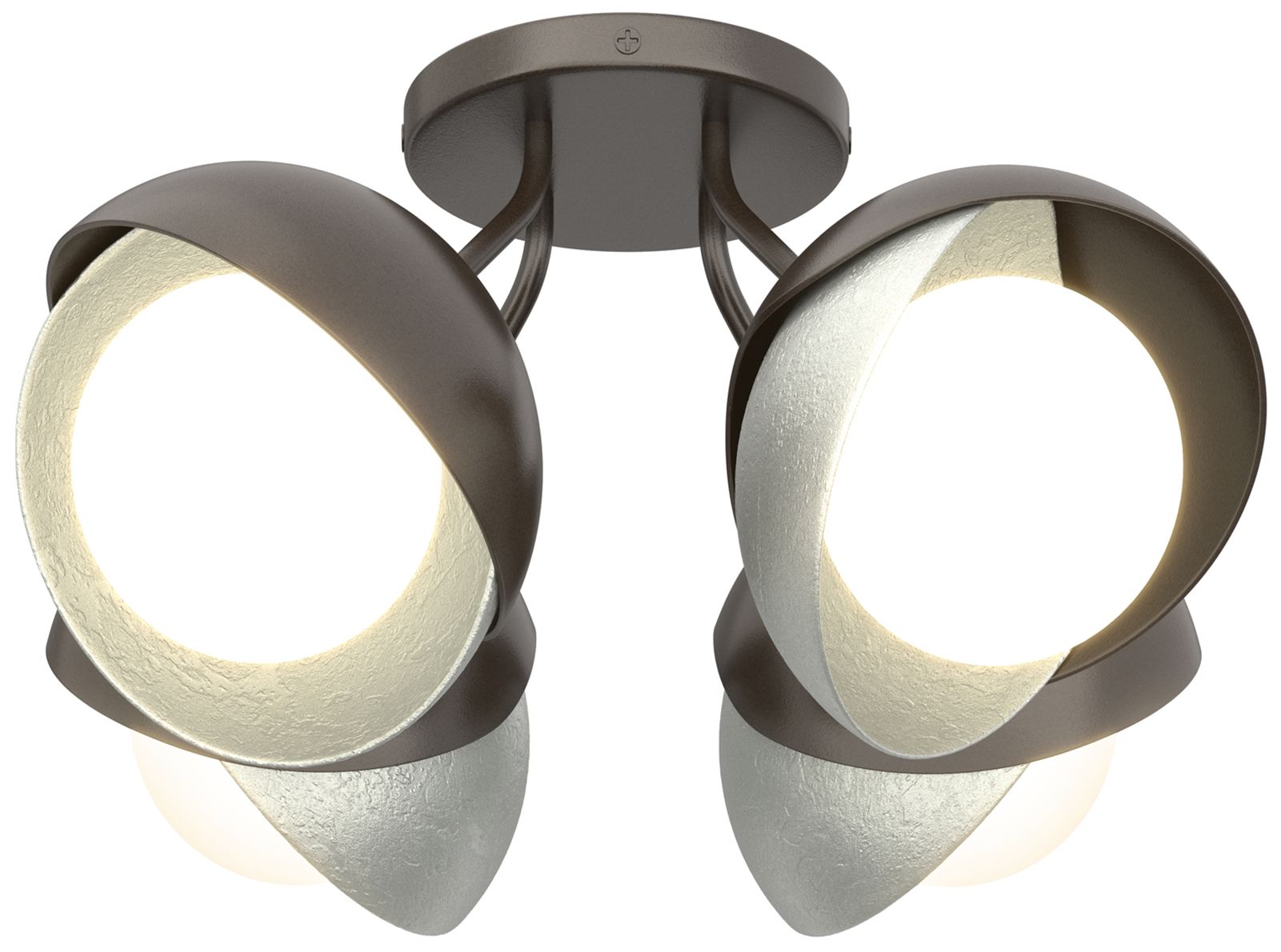 Brooklyn 4-Light Double Semi-Flush Bronze Platinum Opal Glass Made to Order
