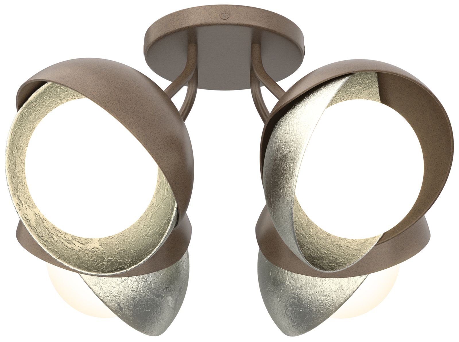 Brooklyn 4-Light Double Semi-Flush Bronze Sterling Opal Glass Made to Order
