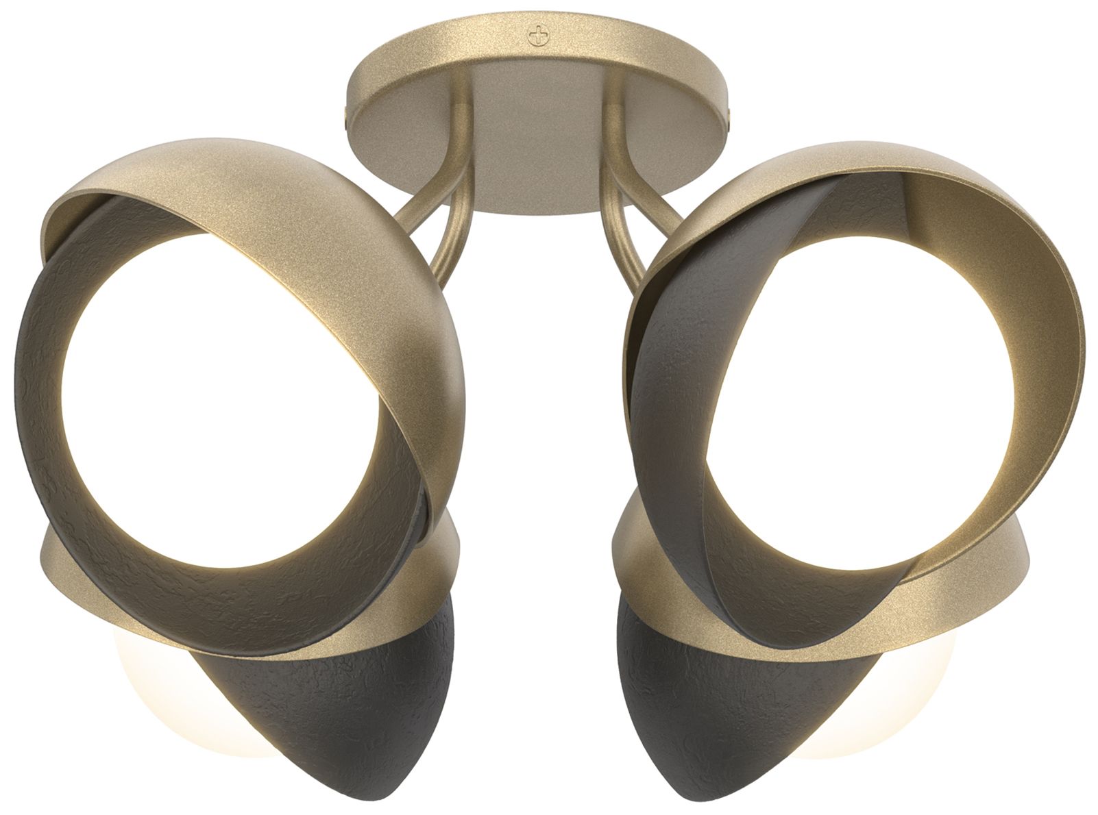 Brooklyn 4-Light Double Semi-Flush Gold Black Opal Glass Made to Order