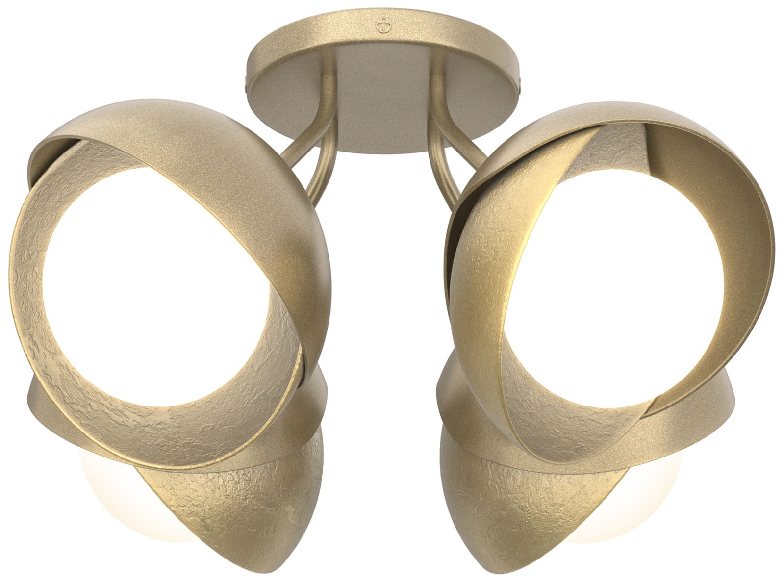 Brooklyn 4-Light Double Semi-Flush Gold Brass Opal Glass Made to Order