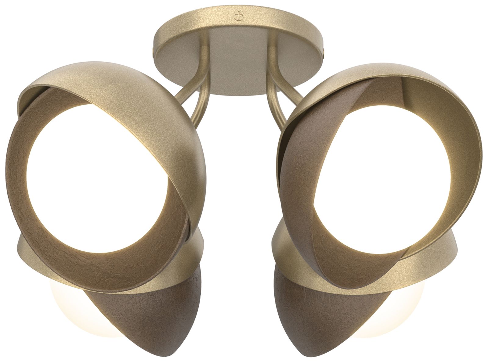 Brooklyn 4-Light Double Semi-Flush Gold Bronze Opal Glass Made to Order