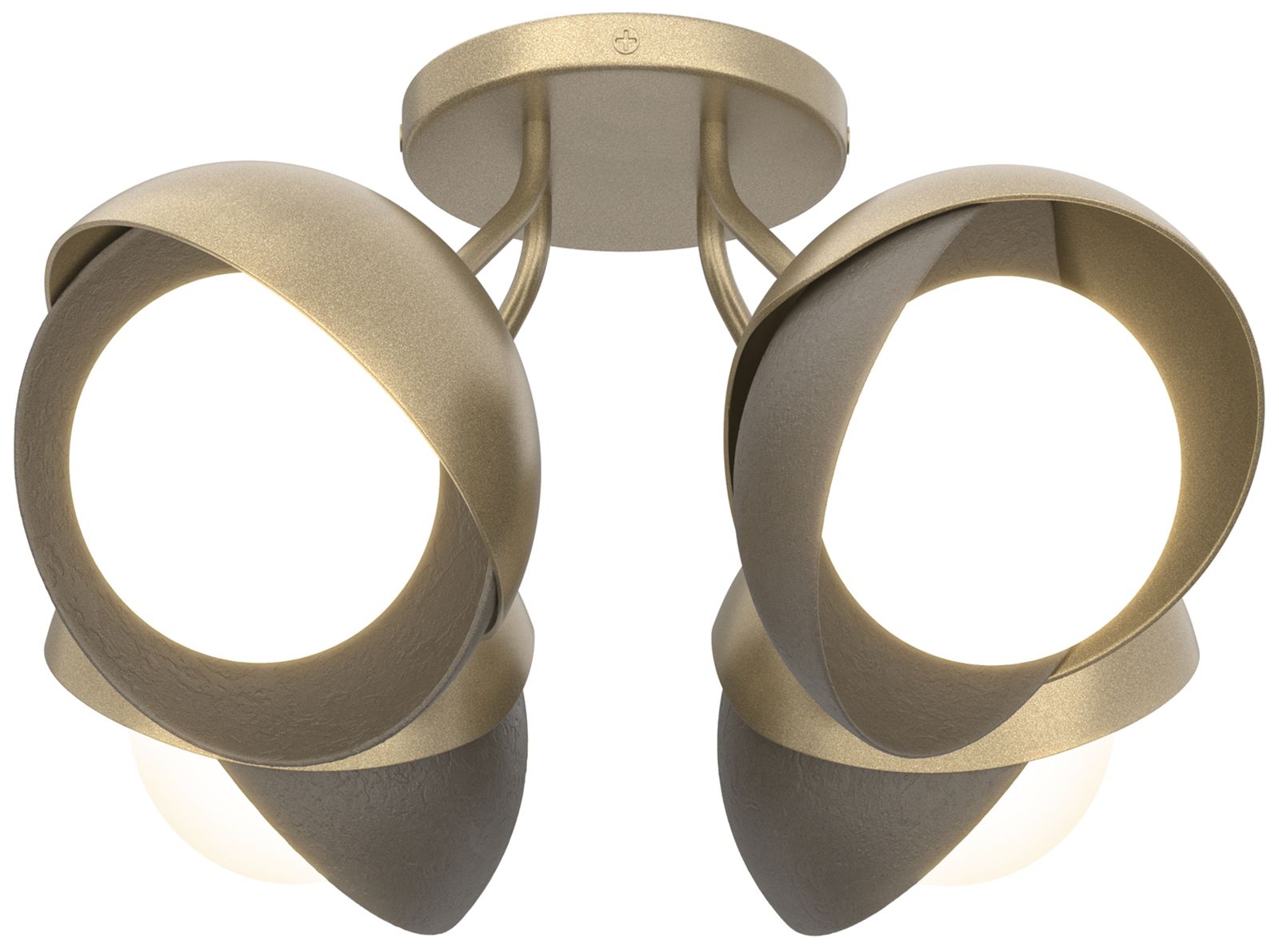 Brooklyn 4-Light Double Semi-Flush Gold Dark Smoke Opal Glass Made to Order