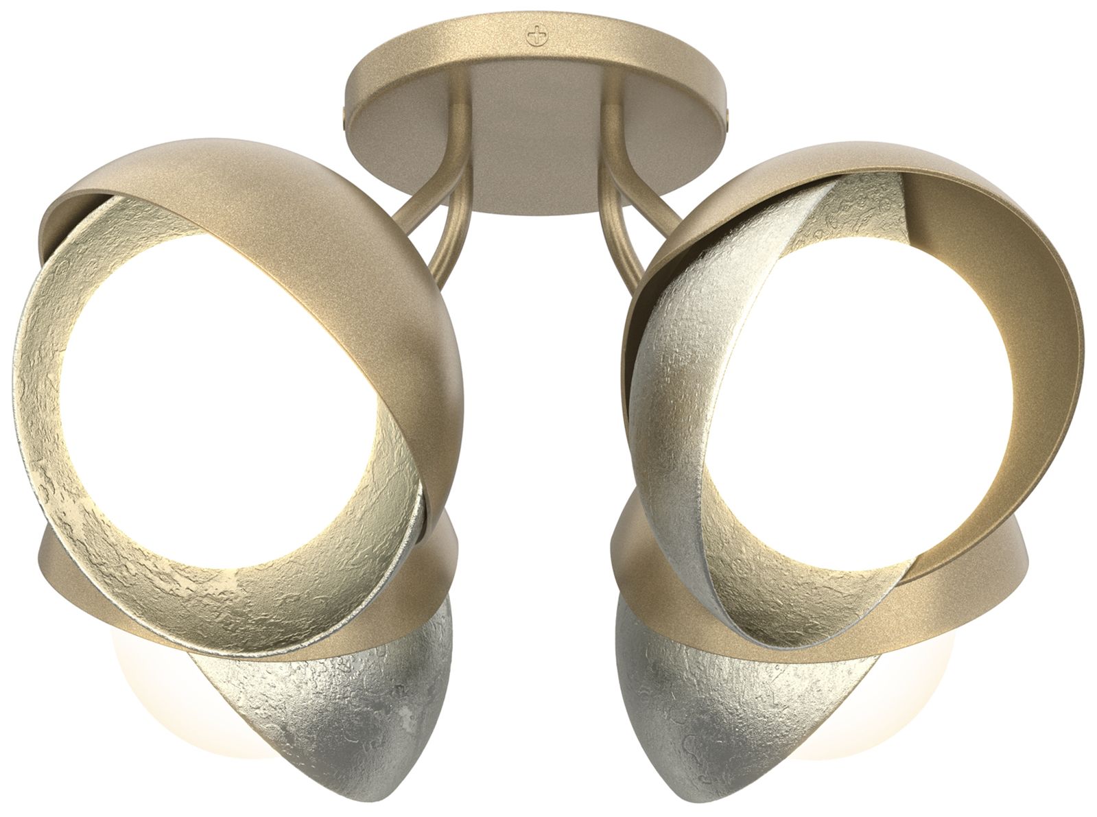 Brooklyn 4-Light Double Semi-Flush Gold Sterling Opal Glass Made to Order