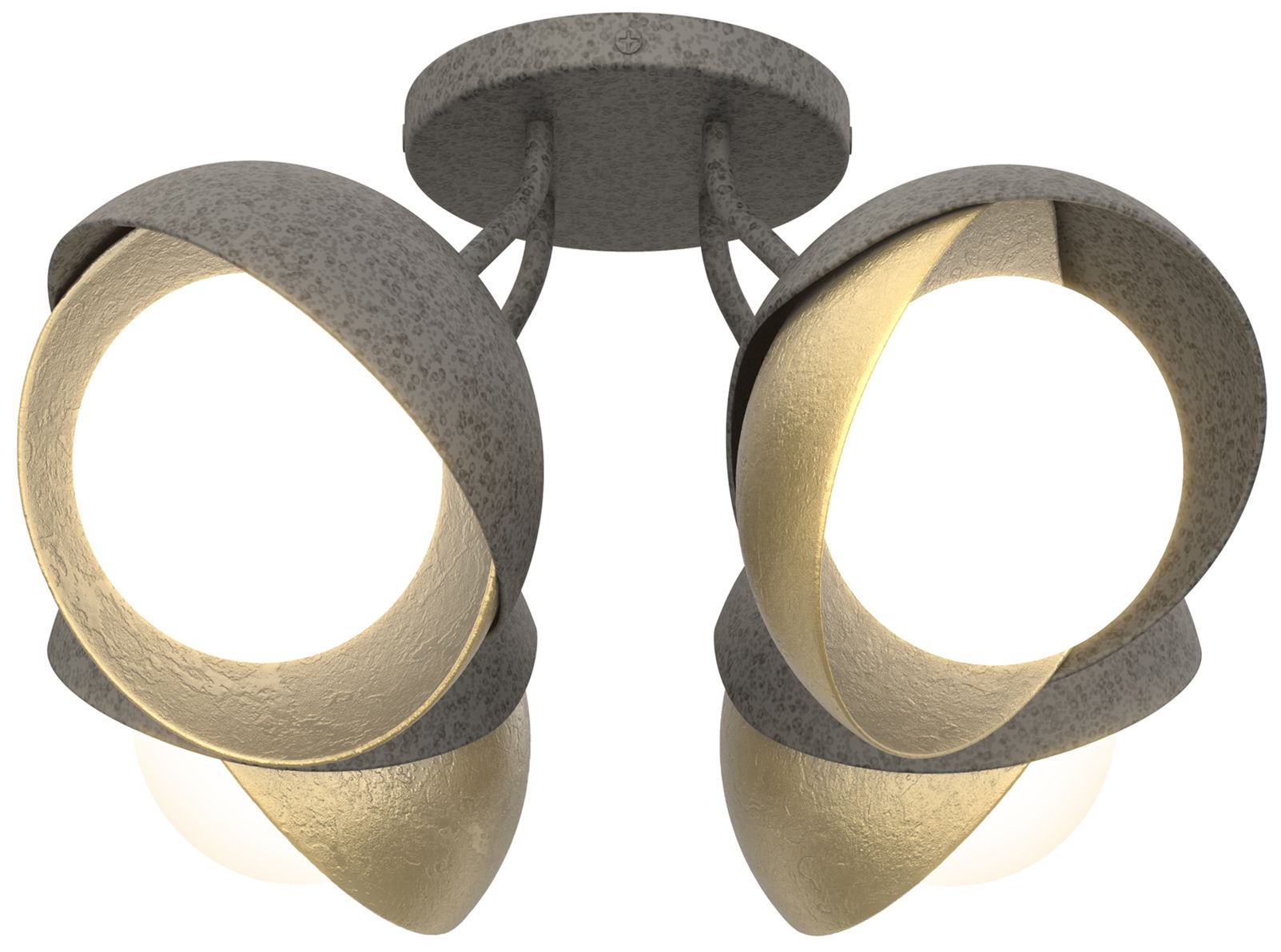 Brooklyn 4-Light Double Semi-Flush Iron Brass Opal Glass Made to Order