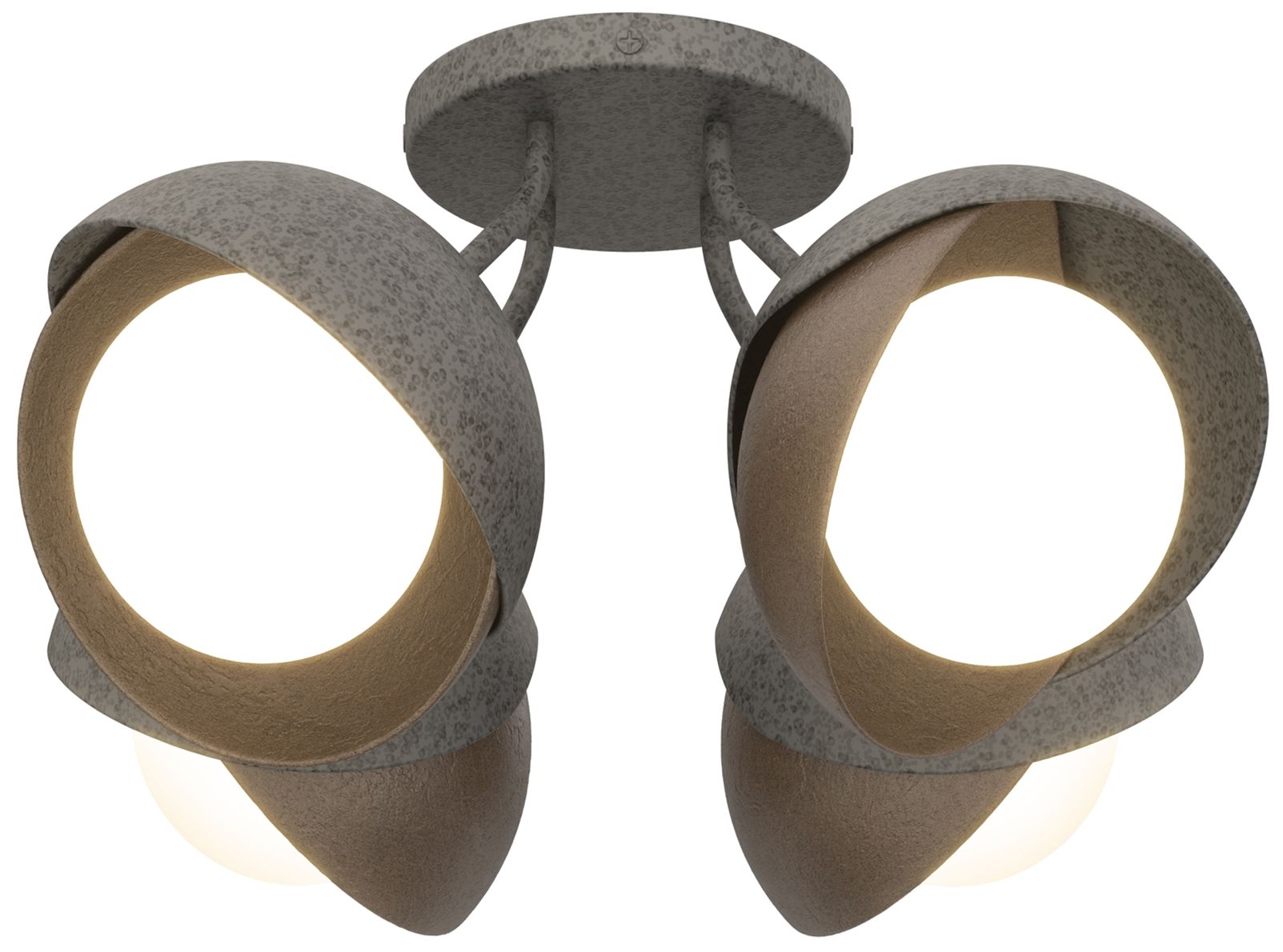 Brooklyn 4-Light Double Semi-Flush Iron Bronze Opal Glass Made to Order