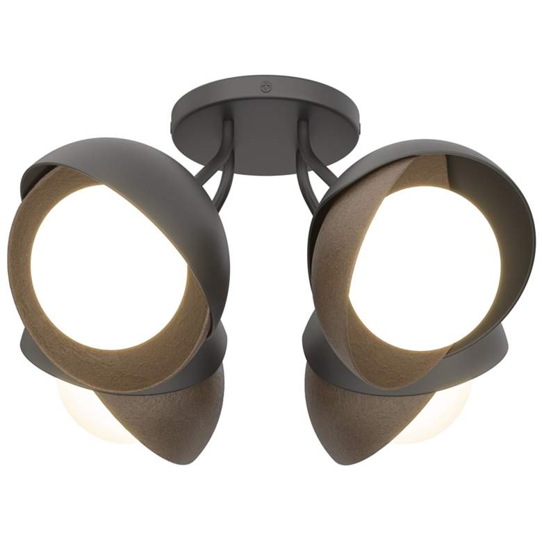 Image 1 Brooklyn 4-Light Double Shade Semi-Flush - Black - Bronze - Opal Glass