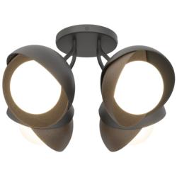 Brooklyn 4-Light Double Shade Semi-Flush - Black - Bronze - Opal Glass