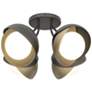Brooklyn 4-Light Double Shade Semi-Flush - Black - Gold - Opal Glass