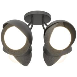 Brooklyn 4-Light Double Shade Semi-Flush - Black - Iron - Opal Glass