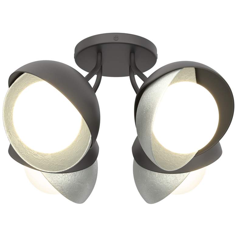 Image 1 Brooklyn 4-Light Double Shade Semi-Flush - Black - Platinum - Opal Glass