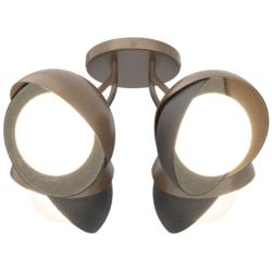 Brooklyn 4-Light Double Shade Semi-Flush - Bronze - Black - Opal Glass