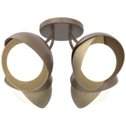 Brooklyn 4-Light Double Shade Semi-Flush - Bronze - Gold - Opal Glass