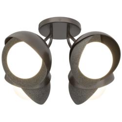 Brooklyn 4-Light Double Shade Semi-Flush - Bronze - Iron - Opal Glass