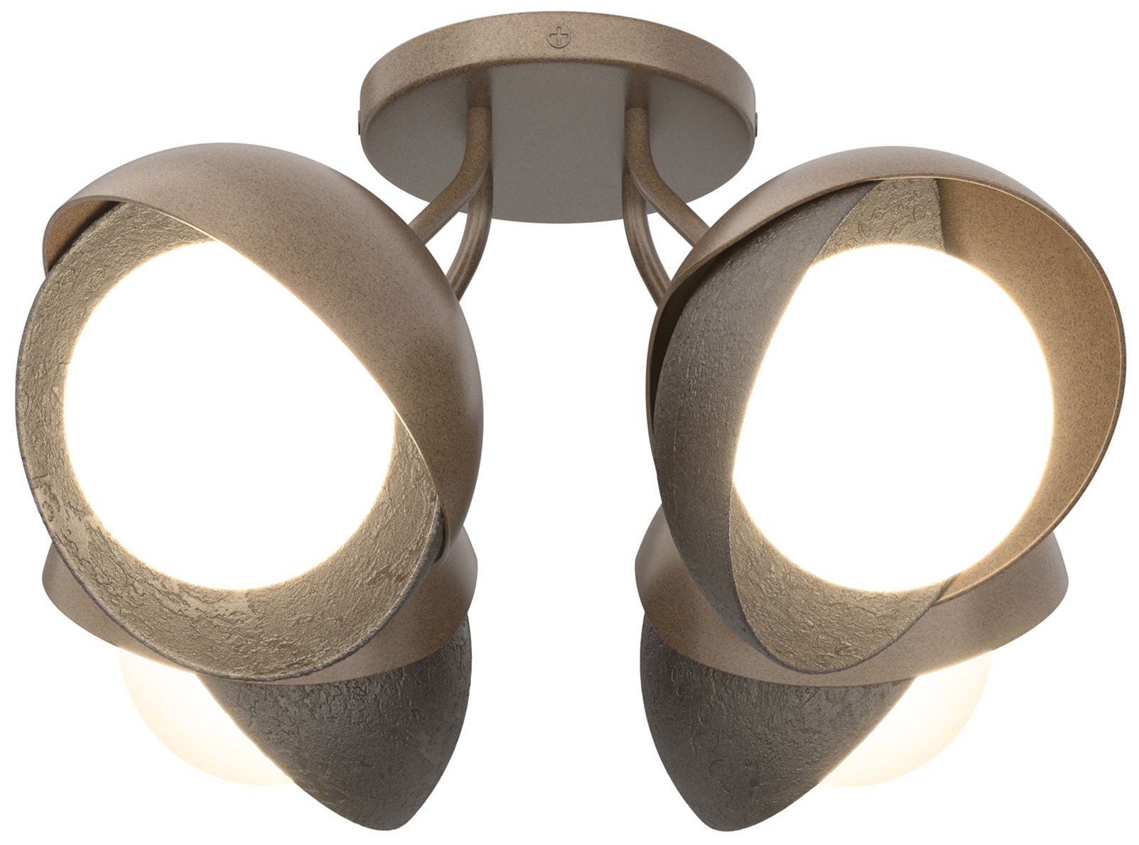 Brooklyn 4-Light Double Shade Semi-Flush Bronze Opal Glass Made to Order