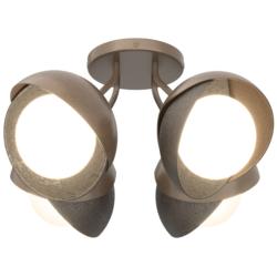 Brooklyn 4-Light Double Shade Semi-Flush - Bronze - Opal Glass