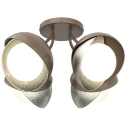Brooklyn 4-Light Double Shade Semi-Flush - Bronze - Sterling - Opal Glass