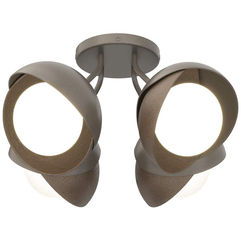 Image 1 Brooklyn 4-Light Double Shade Semi-Flush - Dark Smoke - Bronze - Opal Glass