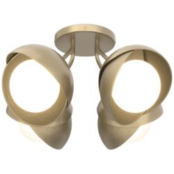 Brooklyn 4-Light Double Shade Semi-Flush - Gold - Gold - Opal Glass