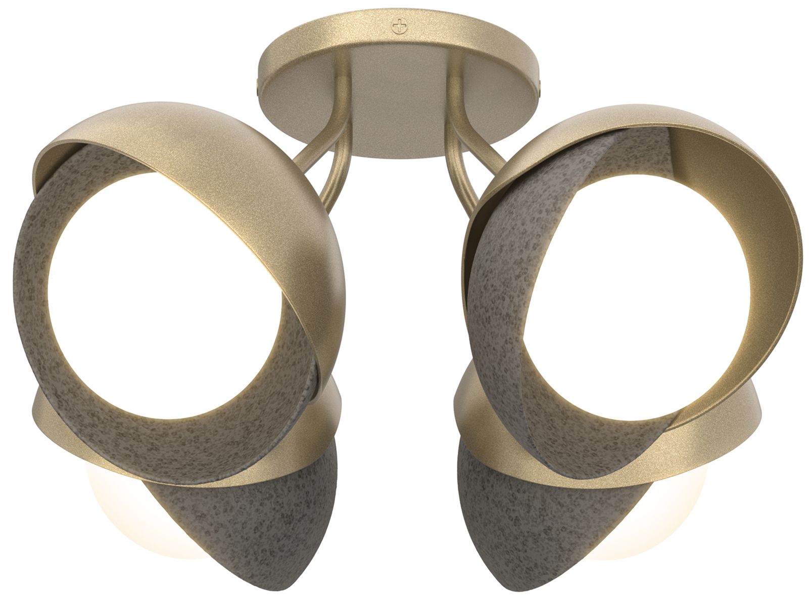Brooklyn 4-Light Double Shade Semi-Flush Gold Iron Opal Glass Made to Order