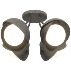 Brooklyn 4-Light Double Shade Semi-Flush - Iron - Bronze - Opal Glass