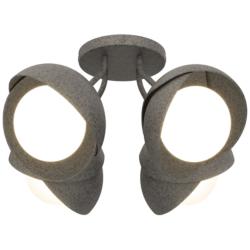 Brooklyn 4-Light Double Shade Semi-Flush - Iron - Iron - Opal Glass