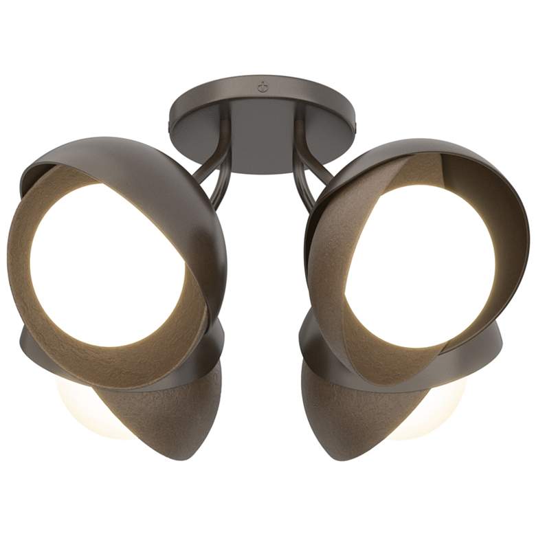 Image 1 Brooklyn 4-Light Double Shade Semi-Flush - Oil Rubbed Bronze - Opal Glass