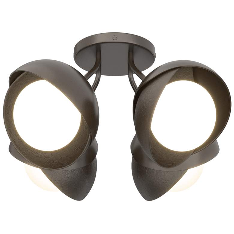 Image 1 Brooklyn 4-Light Double Shade Semi-Flush - Oil Rubbed Bronze - Opal Glass