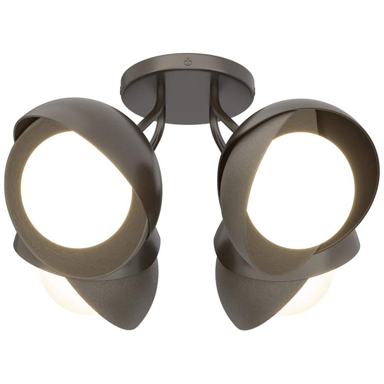 Image 1 Brooklyn 4-Light Double Shade Semi-Flush - Oil Rubbed Bronze - Smoke - Opal