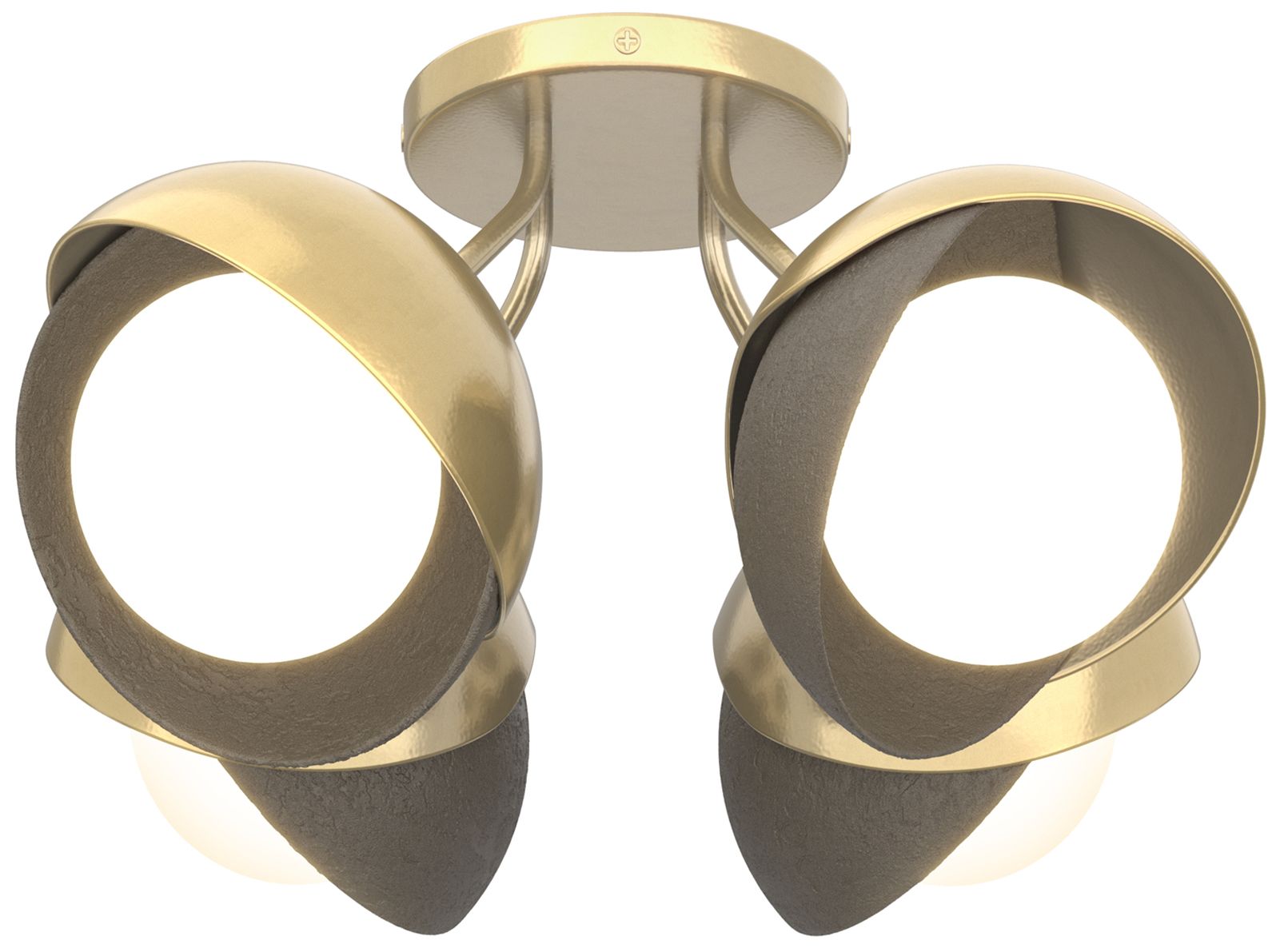 Brooklyn 4-Light Semi-Flush Brass Dark Smoke Opal Glass Made to Order