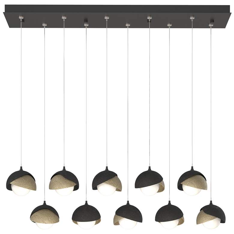 Image 1 Brooklyn 44.5" Black & Gold Rectangular Long 2-Shade Pendant