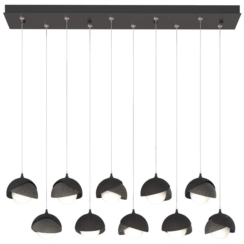 Image 1 Brooklyn 44.5" Black & Iron Rectangular Long 2-Shade Pendant