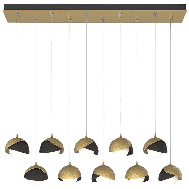 Image 1 Brooklyn 44.5" Brass & Black Rectangular Long 2-Shade Pendant